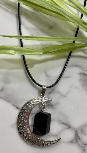 Black tourmaline pendant - tourmaline, with