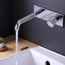 Bathroom Mixer Tap Wall Mounted Copper Single Handle Bath Faucet Polished Chrome