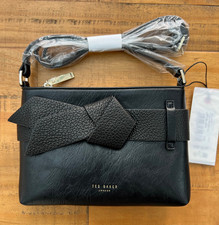 Ted Baker JIMSINA Jet Black CrossBody Bag Grained Leather Bow Purse Handbag £85