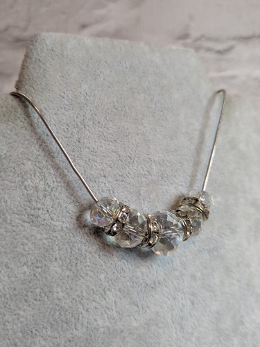 Bead necklace clear - , faceted