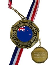 New Zealand National Flag 45mm Combo Medal & Ribbon Engraved Free