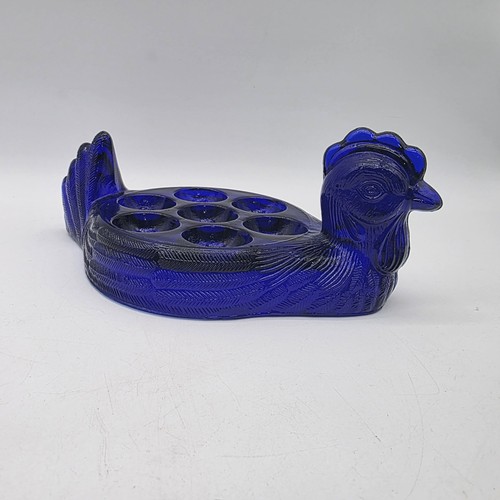 Cobalt blue glass chicken - blue, /
