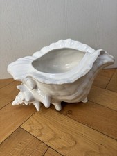 Vintage White Ceramic Conch Shell Planter 32 X 16cm Indoor Decorative Plant Pot