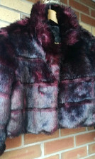 M & CO PLUM FAUX FUR CROPPED