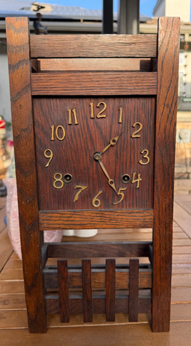 Antique mission oak wall clock - oak,