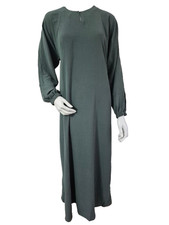 Ladies Reg Pocket Elasticated Cuff Crepe/Seva Abaya/Jilbab/Maxi in Green 52-58