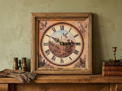 Falconry wall desk - falconry, clock