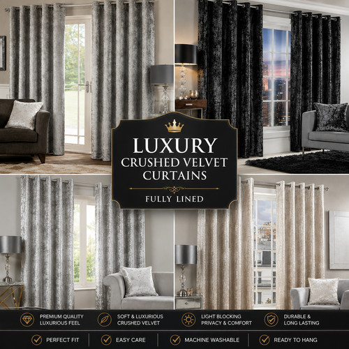 Luxury crushed velvet curtains - crushed,
