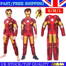 Boys/Kids Deluxe Iron Man Costume Avengers Superhero Fancy Cosplay Outfits Set