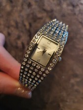 Stunning Ladies 'River Island' Silver Sparkly Diamante Bangle Watch