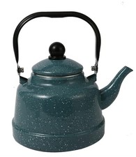 Vintage enamel tea kettle - vintage,