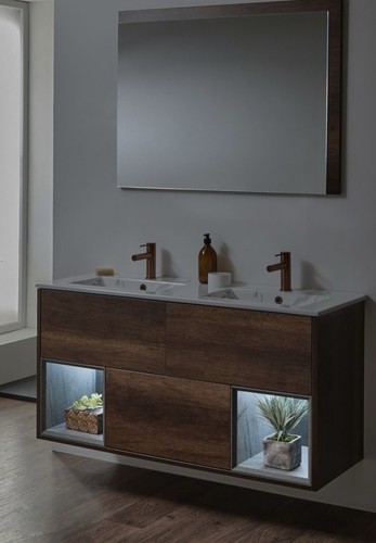 Wall hung open shelf vanity - hung,