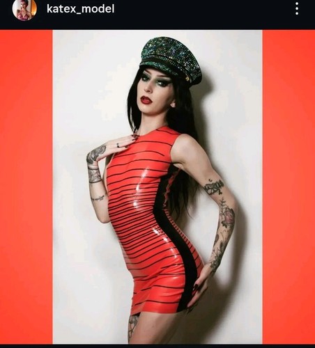 Red latex rubber dress - rubber, xs