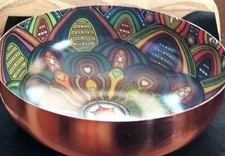 Painted Enamel On Copper Bowl 10 " Wide