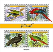 PARROTS Tropical Birds Parrot Bird MNH 4v-Stamp Sheet #2367 (2023 Liberia)