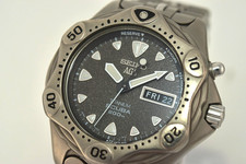 New Battery Seiko Scuba Kinetic 5M23-7A10 Auto Quartz Black Dial Men's Watch