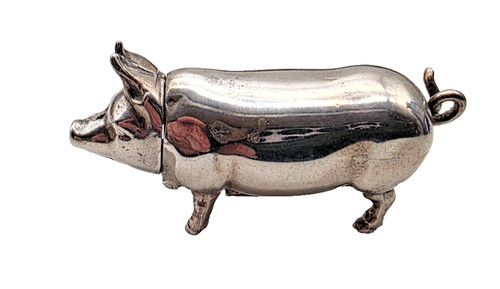 Sterling silver pig vesta - pig, /