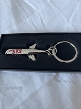 Solid Metal Silver Chrome Airplane Aeroplane Plane Keyring Keychain UK Seller