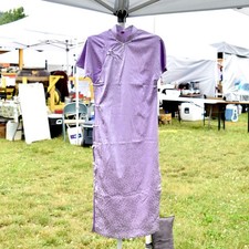 Purple Sakura Flora Qipao Long