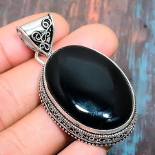 Black Onyx Gemstone Handmade Gift Jewelry Pendant 2.17" K887