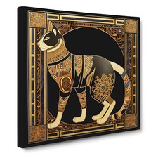 Egyptian Cat Art Deco No.1 Canvas Wall Art Print Framed Picture Dining Room