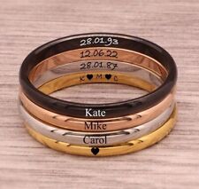 2mm Thin Stackable Personalised Engraved Minimalist Ring Woman Titanium Custom