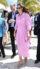 NEW Rixo Pink Izzy Pleated Marble Zebra Shirt Dress M UK 12 Usa 8 Kate Middleton