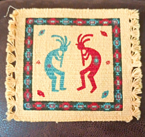 Cotton woven kokopelli coaster - cotton,