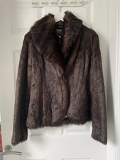 Jack Murphy Short Faux Fur Brown Jacket. Size 14. NEEDS DRY CLEANING.