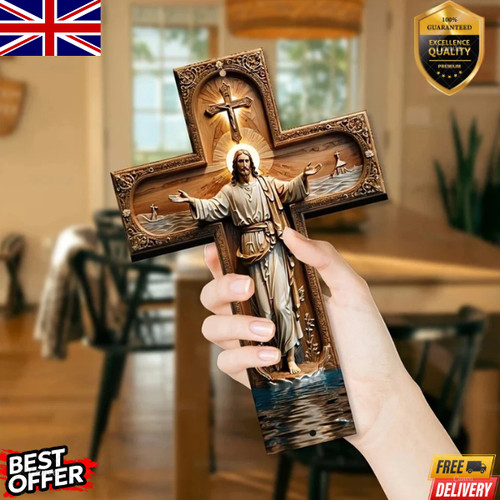 Wooden cross wall decor - wooden,