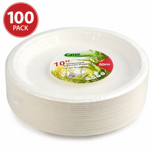 100 pack eco bagasse plates - bagasse, 10