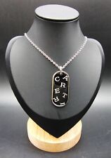 Cartier Logo Bar Tag Solid Pendant Silver Chrome Necklace N049