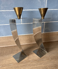 Chrome Metal Brass Basket Candlesticks Modern Style Abstract Scandinavian