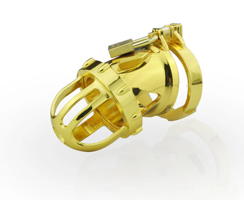 Gold chastity cage - chastity, male