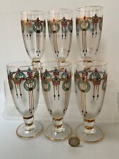 GLASSBOR CZECH REPUBLIC ART NOUVEAU SET OF 6 STEMMED  GLASSES SUPERB