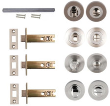 Bathroom Toilet Thumb Turn & Release +Dead Bolt Door Lock Deadbolt Chrome, Satin