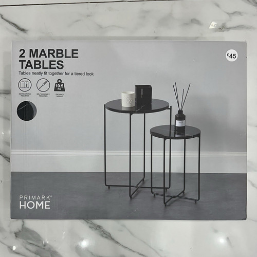 Black marble round nesting - round,