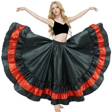 Women Ruffle Satin Skirt Belly