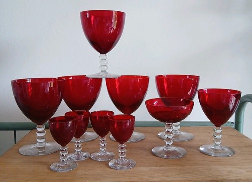 Vintage bubble stem red - stem, glass