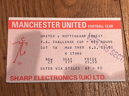 Ticket 1988 manchester - 1988/89,