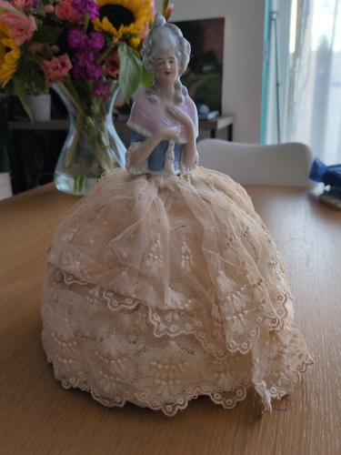Vintage porcelain half doll - porcelain,