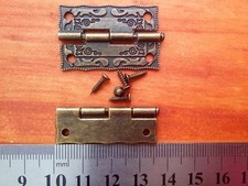 2Pcs Mini Vintage Antique Brass Hinges Door Hinge Wooden Furniture Jewelry Box