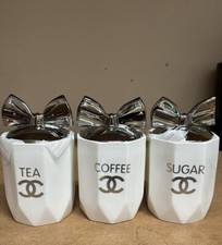 Tea Coffee Sugar Jar White