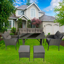 Backyard Furniture 7 Seater Sofa Patio Rattan Garden Set Cushions Corner Outdoor
