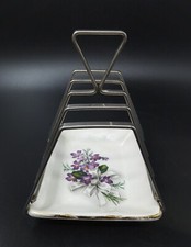 Royal Winton Grimwades 'Sweet Violets' Vintage Toast Rack, Ceramic & Chrome