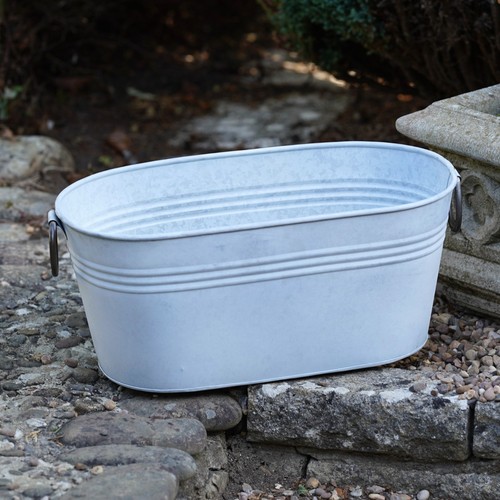 Oval trough planter galvanised - trough,