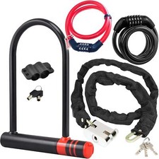 HEAVY DUTY STRONG MOTORCYCLE MOTORBIKE BIKE SECURITY CHAIN BICYCLE PADLOCK LOCK