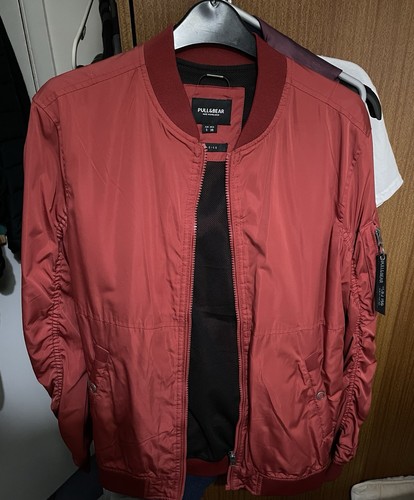 Men pull bear red bomber - red,