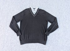 Next Jumper Mens Large Black Mock Shirt Collar Knit Smart Pullover