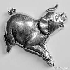 Happy Smiling Pig Pewter Pin